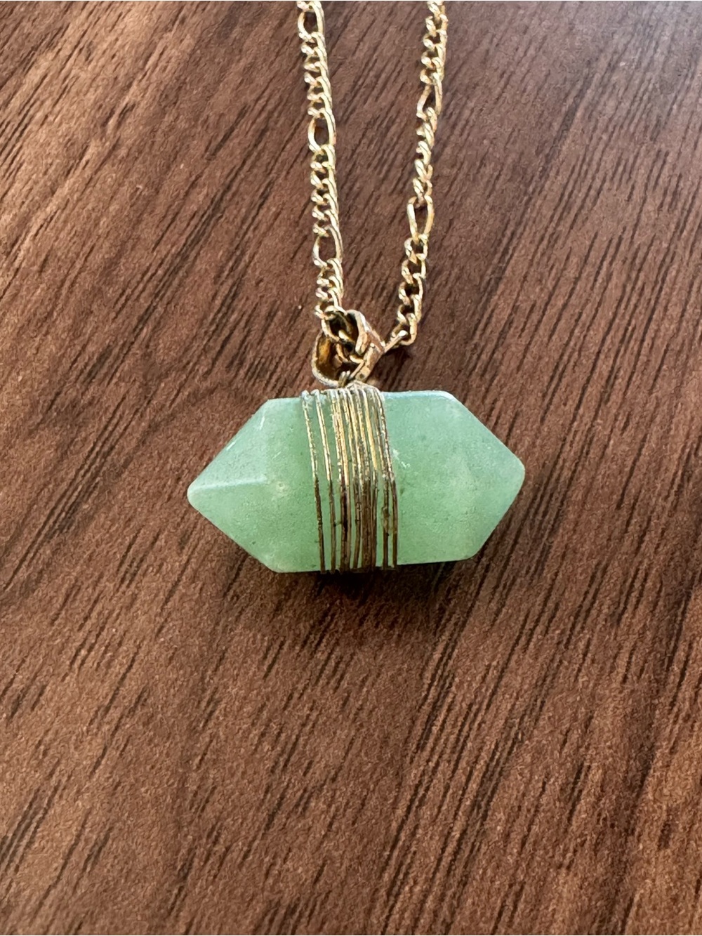 EARTHBOUND Gold Chain Necklace w/ Aventurine Pendant - Picture 3 of 3